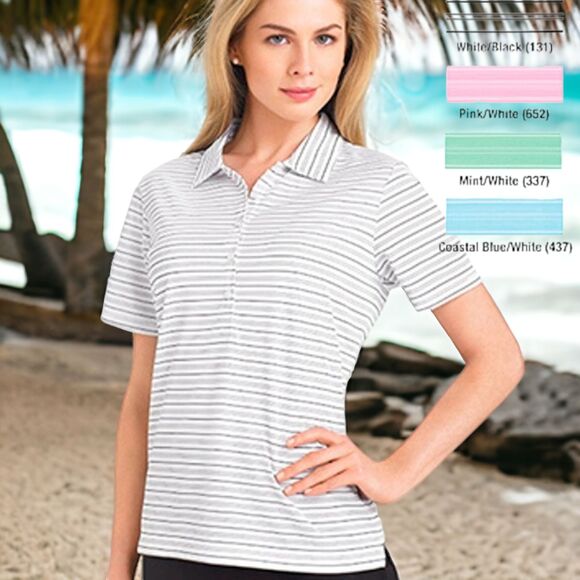 EP Pro GOLF Short Sleeve Polo Shirt Pink White Stripes S NWT !! - Picture 5 of 5